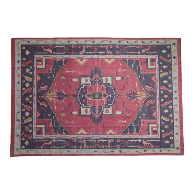 Vintage Stone Wash Dhurrie Rug - 6'2" X 8'11" For Sale