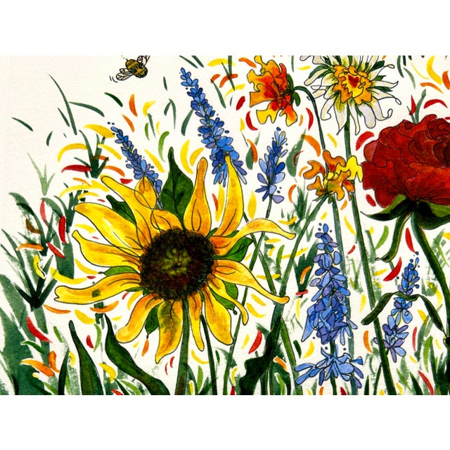 Framed Original Watercolor Painting of “Bees Garden” For Sale - Image 6 of 9