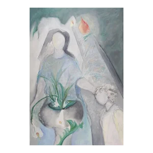 Large Vintage Abstract Figural Pastel Painting
