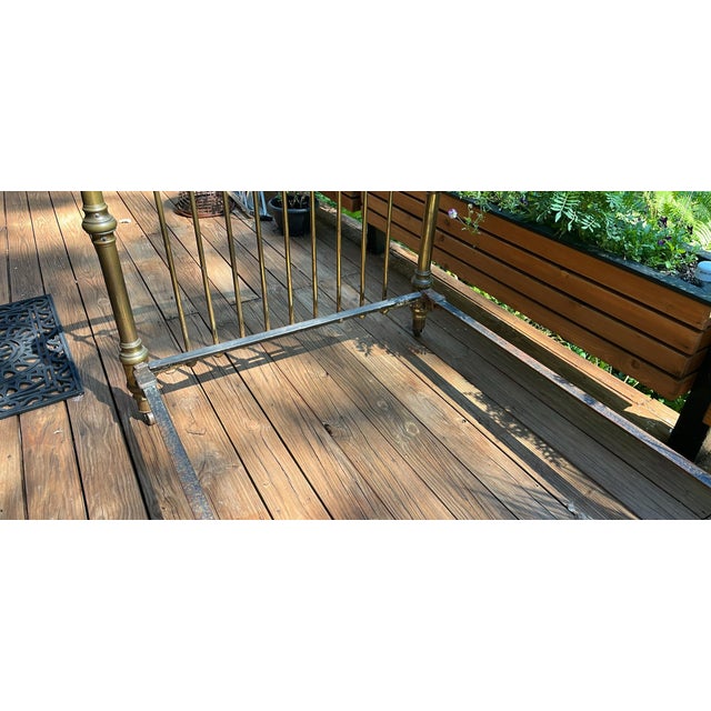 Antique Mixed-Metal Twin Bed Frame With Brass Accents For Sale In Rochester - Image 6 of 16
