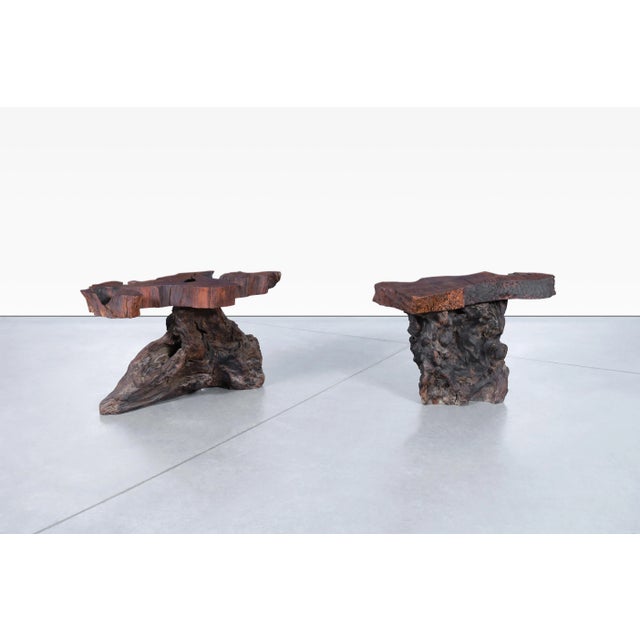 Mid-Century Modern Sculptural Free Form Redwood Burl Side Tables, 1960s For Sale - Image 4 of 12