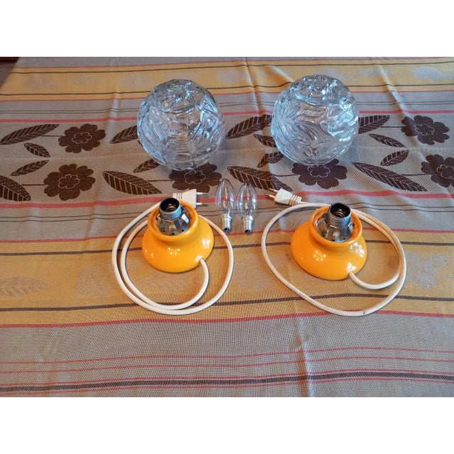 Glass 1970s Graewe West German Space Age Orange Glass Table Lamps – Pair For Sale - Image 7 of 10