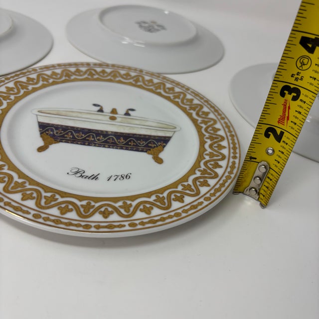 White Vintage Godinger Limoges Set of 4 Dessert Plates Bath Motifs - 4 pcs For Sale - Image 8 of 9