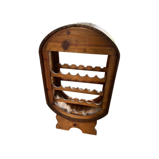Rustic Freestanding Mexican barrel-style wooden wine rack and glass holder, made from Mexican pine or solid oak. Designed...