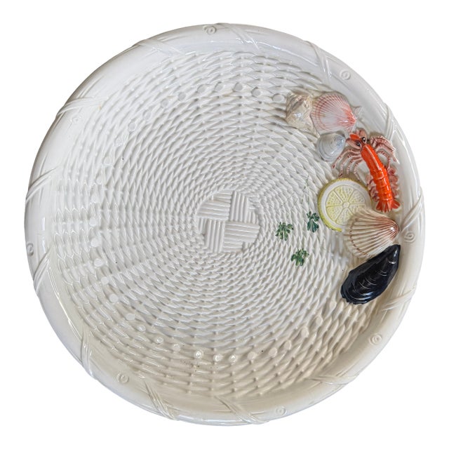1970s Italian Majolica Seafood Platter For Sale