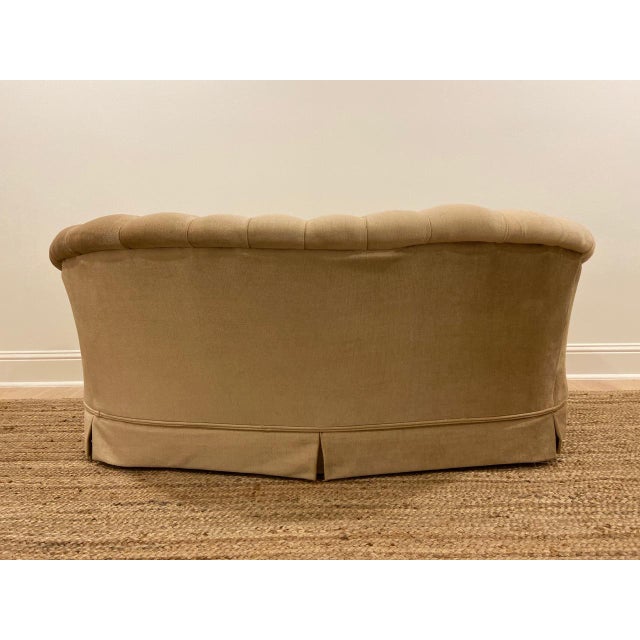 1960s Vintage Broyhill Tufted Champagne Velvet Chesterfield Sofa Chairish