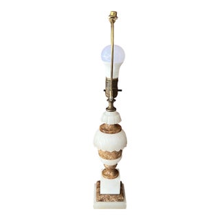 Vintage Italian Marble & Alabaster Urn Lamp 13" Elegant Design With Brass Accents For Sale