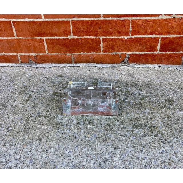 Mid-Century Modern Vintage German Glass Tape Dispenser / Note Holder For Sale - Image 3 of 11