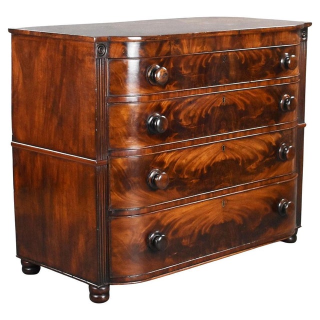 Victorian Flame Mahogany Chest of Drawers, 1840 For Sale - Image 9 of 9