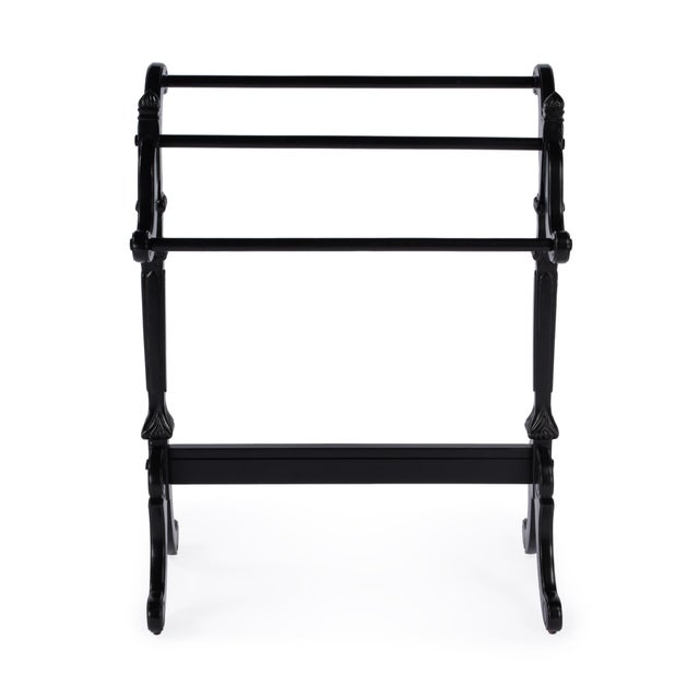 Traditional Newhouse 29.25 in. W Rectangular Wood 3 Rail Traditional Blanket Stand, Black Licorice For Sale - Image 3 of 7
