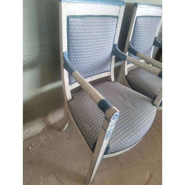 Antique Empire Style Lacquered Armchairs, Set of 2 For Sale - Image 9 of 10