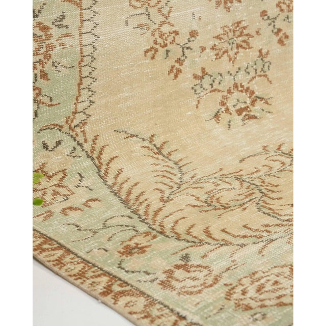 Beige 1970s Vintage Turkish Oushak Handmade Wool Cotton Beige Area Rug For Sale - Image 8 of 11