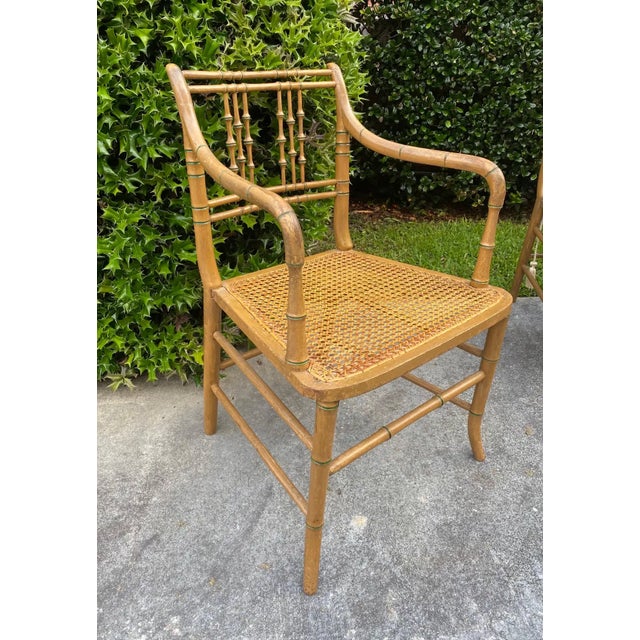 19th Century Great Set of 12 Paint Decorated 19th Century Faux Bamboo Armchairs For Sale - Image 5 of 9