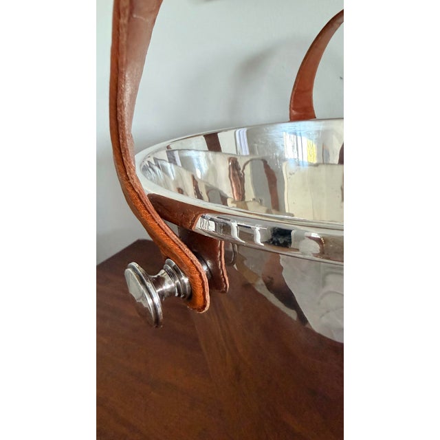 Hermès Large Belgium Silverplate Ice Bucket With Leather Handles For Sale - Image 4 of 11