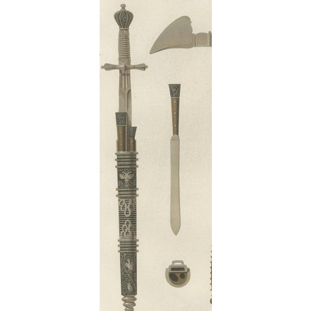 H. Moulin, German Arms, War Hammer and Left Hand Daggers, 1851, Chromolithograph For Sale - Image 4 of 9