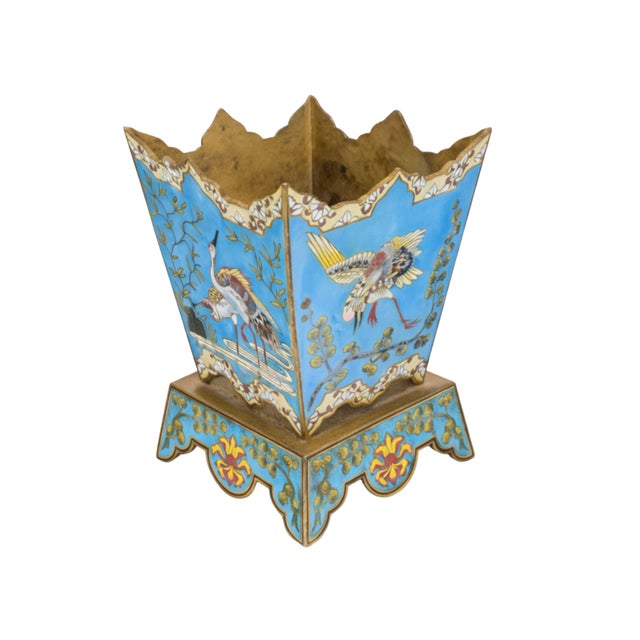 Pair of Antique Chinese Cloisonne Jardenieres For Sale - Image 4 of 4