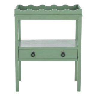 Darlyn Scalloped Rectangle Accent Table in Sage For Sale