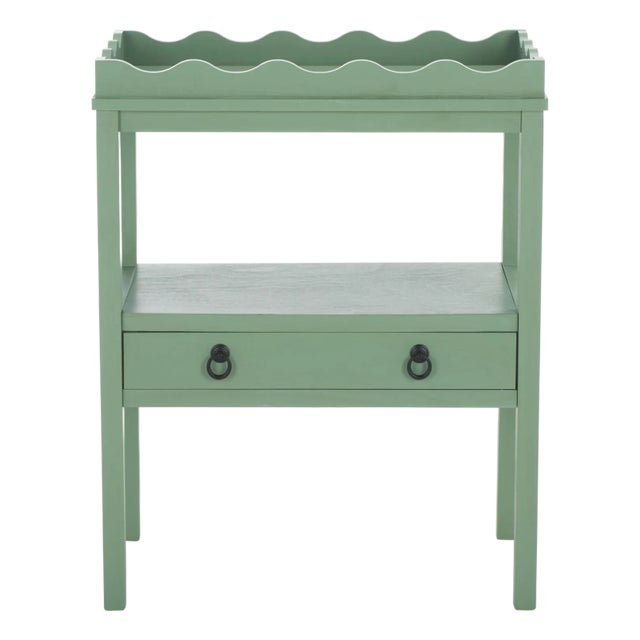 Darlyn Scalloped Rectangle Accent Table in Sage For Sale