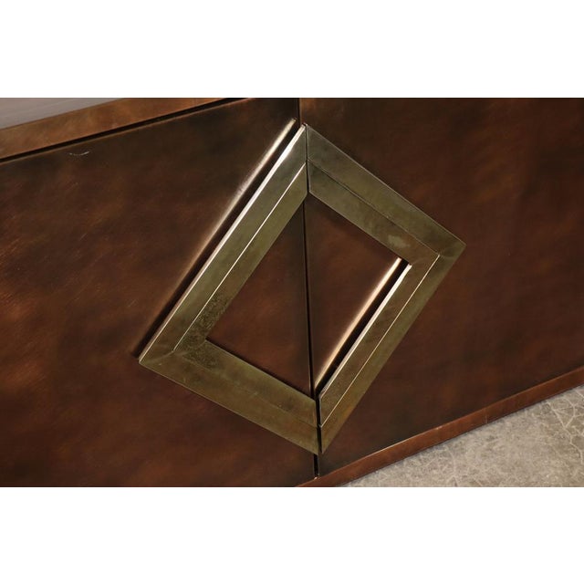 1970s Minimalist Sideboard in Patinated Bronze Metal, 1970s For Sale - Image 5 of 18