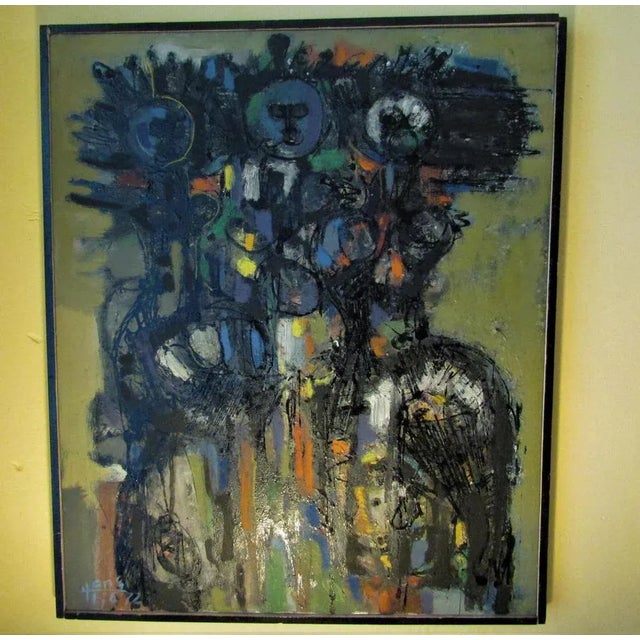 1970s Hans Lie, Abstract Composition, 1972, Oil on Canvas For Sale - Image 5 of 5