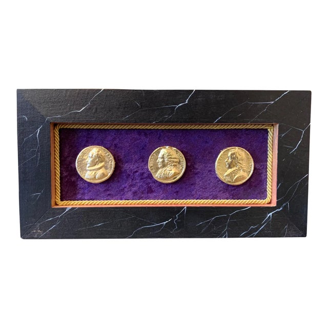 19th Century Grand Tour Style Gilded Plaster Intaglio Arrangement in Faux Marble Frame For Sale - Image 9 of 9