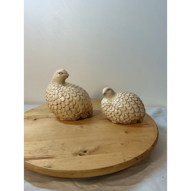 Ceramic 2 Vintage Handmade Ceramic Quail Hen Chick Birds MCM Figurines Artist Signed 1961 For Sale - Image 7 of 12