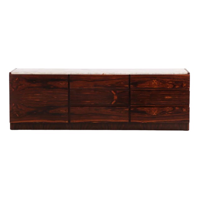 Mid-Century Modern Nine-Drawer Marble-Top Dresser, C. 1955. For Sale