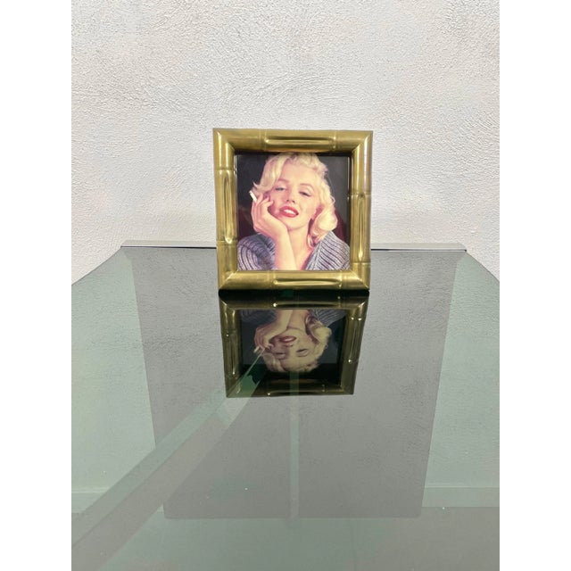 1970s Faux Bamboo Brass Picture Frame by Tommaso Barbi, Italy, 1970s For Sale - Image 5 of 12