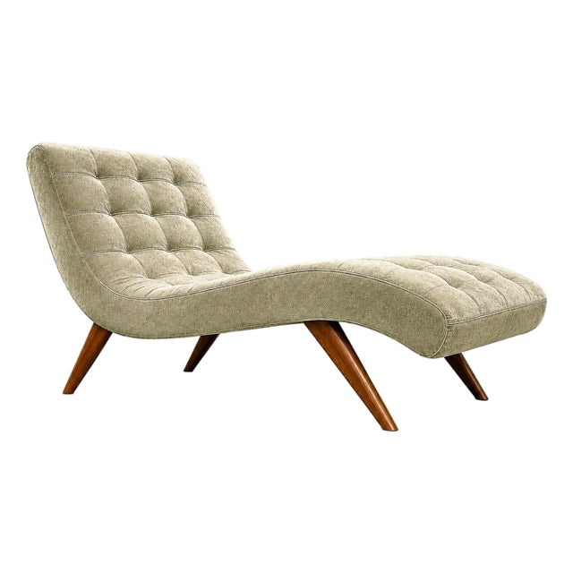 Brazilian Modern Chaise Lounge in Caviúna and Light Aloe Sage Mohair, 1950s For Sale
