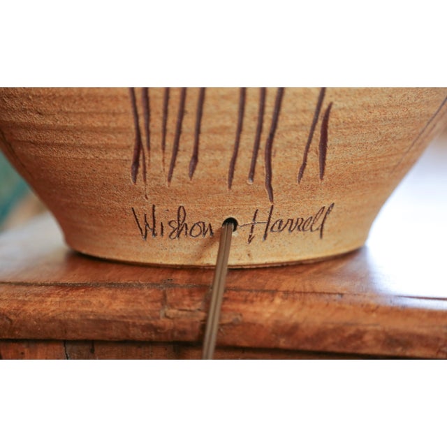 1970 'Wishon-Harrell' California Studio Pottery Earthenware Table Lamp, Vintage Mid-Century Stoneware For Sale - Image 10 of 17