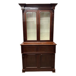 Bookcase with Mahogany Secretaire, 1940s For Sale