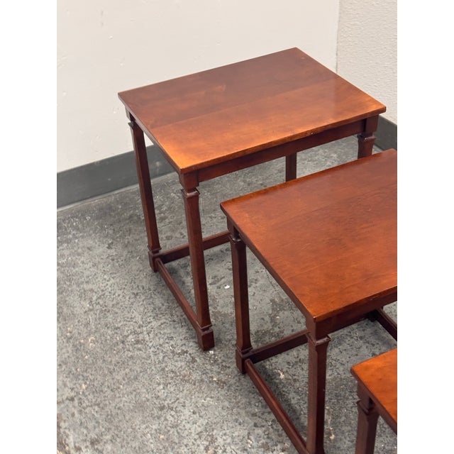 Brown Traditional Wood Nesting Tables, Set of Three For Sale - Image 8 of 12