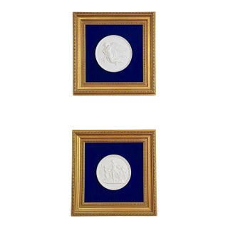 Pair of Framed Antique Parian Bas Relief Plaques by Royal Copenhagen, Produced Circa 1870–1890 For Sale