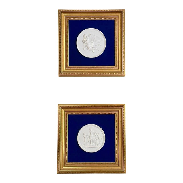 Pair of Framed Antique Parian Bas Relief Plaques by Royal Copenhagen, Produced Circa 1870–1890 For Sale