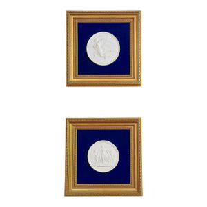 Pair of Framed Antique Parian Bas Relief Plaques by Royal Copenhagen, Produced Circa 1870–1890