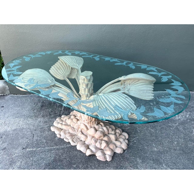 Vintage Boho Carved Palm Front Center Hall Table For Sale - Image 9 of 12