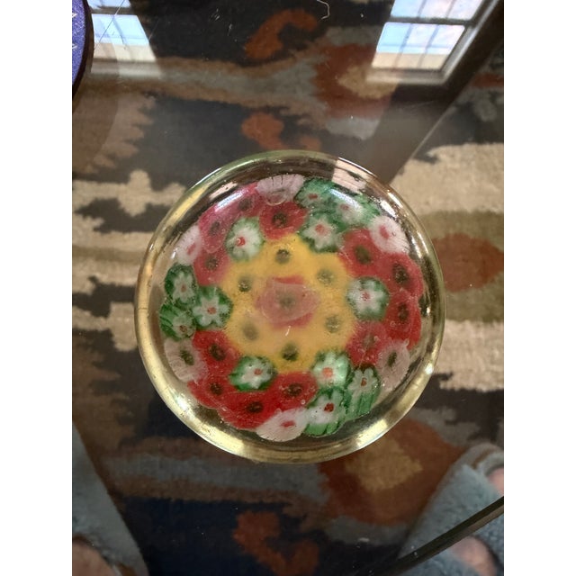 Mid-Century Modern Mid-Century Modern Italian Millefiori Art Glass Paperweight – Concentric Floral Design For Sale - Image 3 of 4