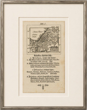 Holy Land Map of Palestine with German Biblical Text, 1650s