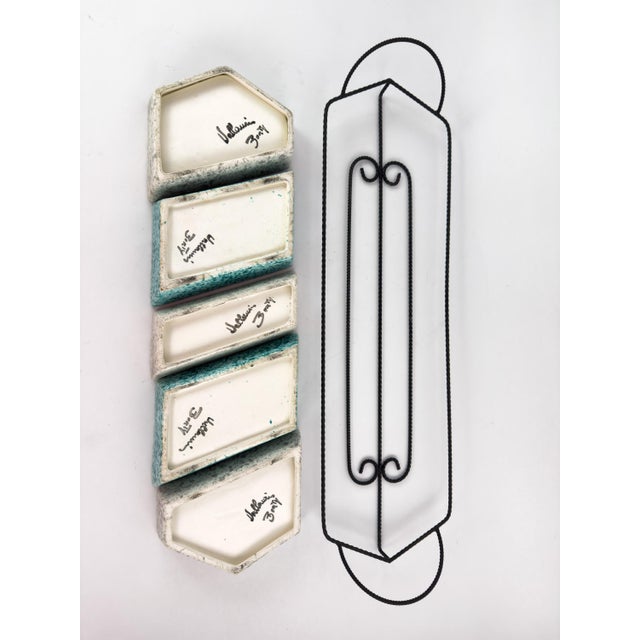 1960s French Vallauris Borty Ceramic Aperitif Serving Set in Iron Holder For Sale - Image 17 of 18