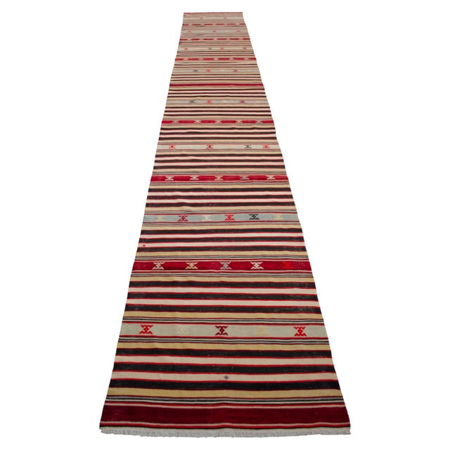 Vintage Turkish Runner Rug Kilim - Handmade Extra Long Hallway Decor , Stair Runner 2′10″ X 19′3″ For Sale - Image 6 of 16