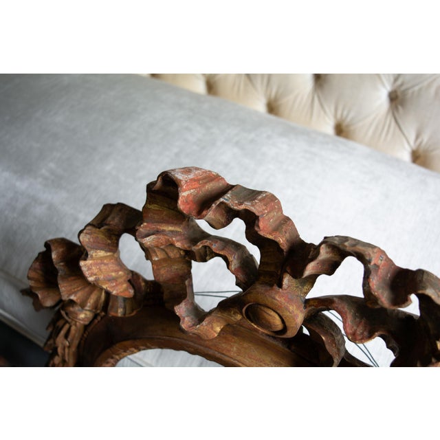 Antique Circa 18th-19th Century French Neoclassical Giltwood Frame Filigree Hand Carved Ribbon Mirror Frame For Sale - Image 9 of 15