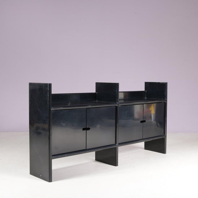 Low Black Plastic Model Multiplo Cabinet by Guzzini for Kastilia, Italy, 1970s For Sale - Image 6 of 14
