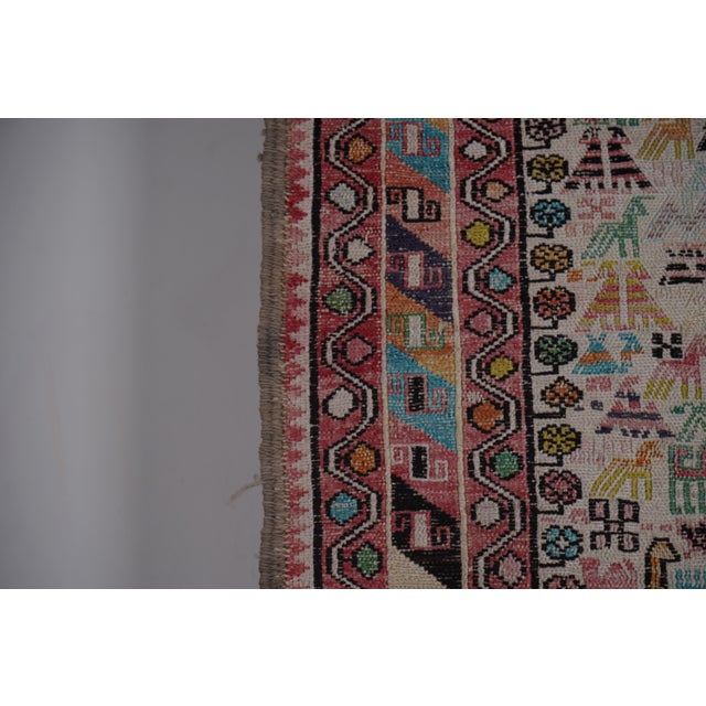 Textile Soumac Kilim Pictorial Animals Rug 4'' X 6'4'' For Sale - Image 7 of 11