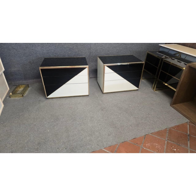 Geometric Nightstands in Birch Wood with Glass and Brass from Justfurnituress SRL, Set of 2 For Sale - Image 12 of 17