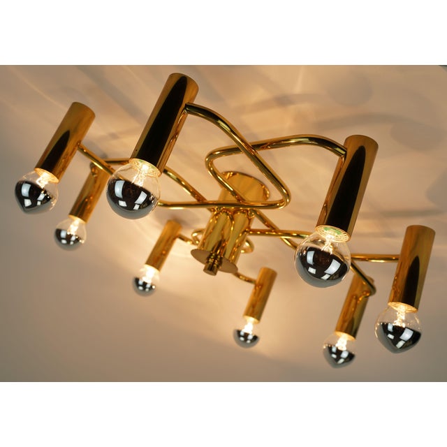 Large Vintage Sputnik Brass Ceiling Lamp, 1970s For Sale - Image 6 of 12