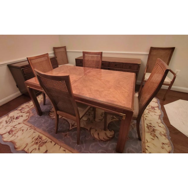 Drexel Heritage Vintage Drexel Burl Wood Dining Room Set – Complete Suite With Original Receipts For Sale - Image 4 of 17