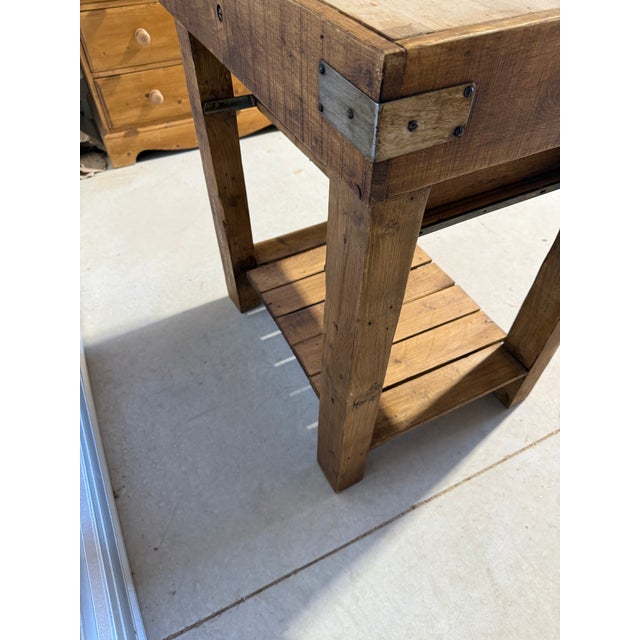 Butcher Block Table With Drawer Built With Antique Wood From England For Sale - Image 18 of 18