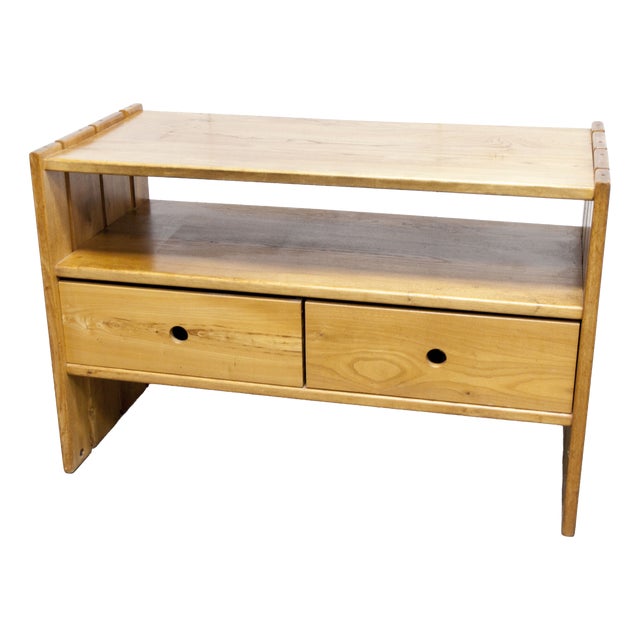 Low Elm Cabinet with Drawer from Maison Regain, 1960s For Sale