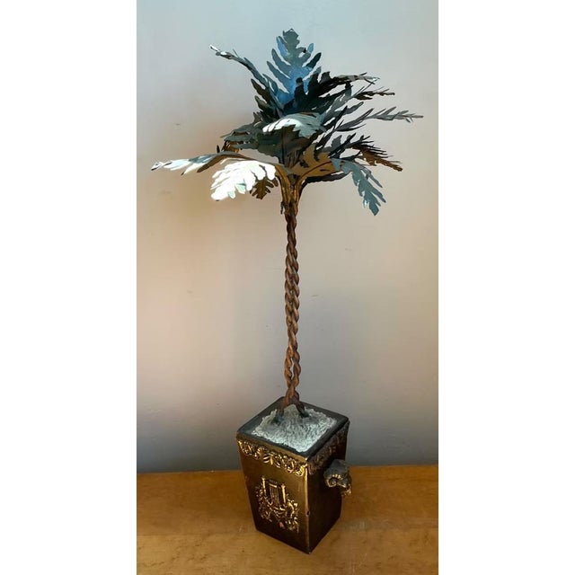 Gray Vintage Decorative Metal Palm Tree For Sale - Image 8 of 12