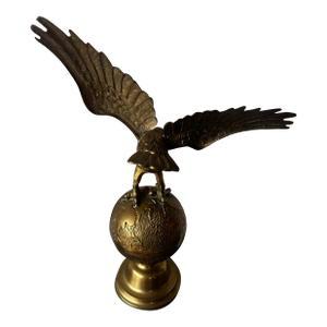 Vintage Brass Eagle on Globe Sculpture